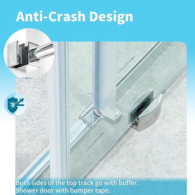 56-60" W x 76" H Frameless Sliding Shower Door, Frameless Shower Door, Shower Glass Door with 5/16" (8mm) Clear SGCC Tempered Glass, Stainless Steel Hardware O01 (60"x76" Chrome)
