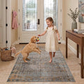 3x5 Washable Entryway Rug, Non Slip Boho Runner Rugs for Hallway, Entrance, Kitchen, Bathroom, Laundry Room, Soft Entryway Carpet, Throw Low Pile Retro Imitation Wool Carpet, Taupe