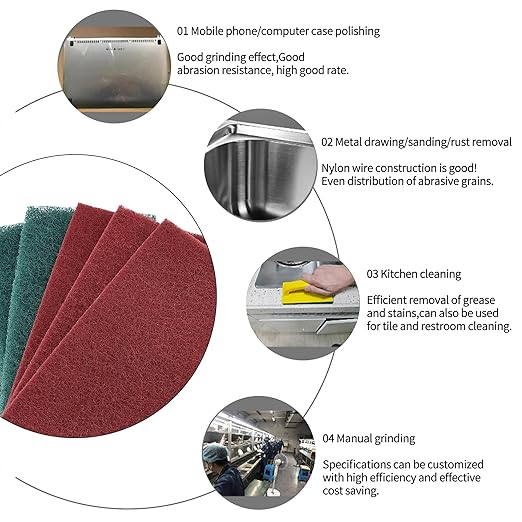 Scuff Pads - 10Pcs Scouring Pad 7447 - Very Fine Grade Hand Pads General Purpose Sanding Hand Pads 200 x 125mm/8" x 5"