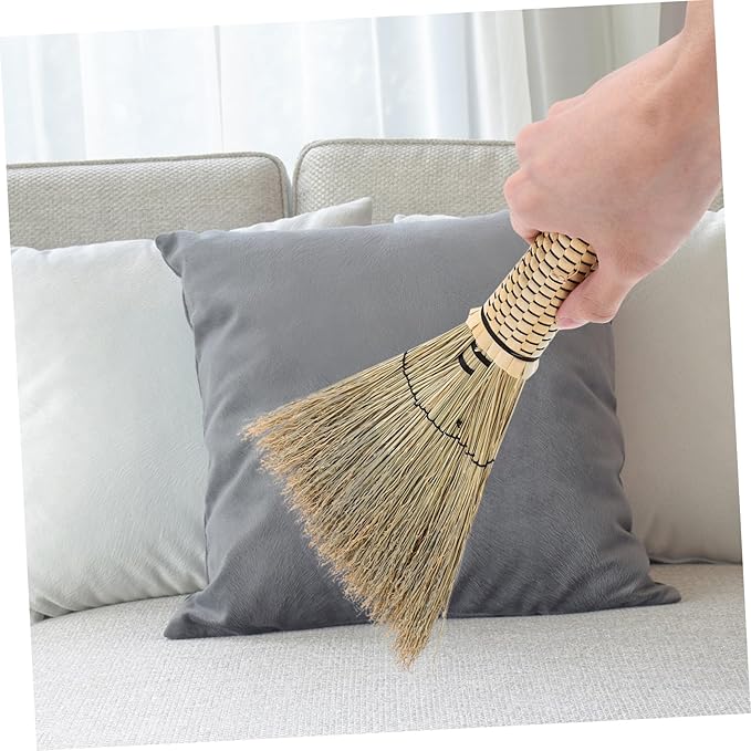 Small Corn Whisk Broom with Short Ergonomic Handle for Bedroom Sofa Carpet Cleaning Handmade Mini Hand Broom for Dust Dirt Sweep Versatile and Convenient Household Tool