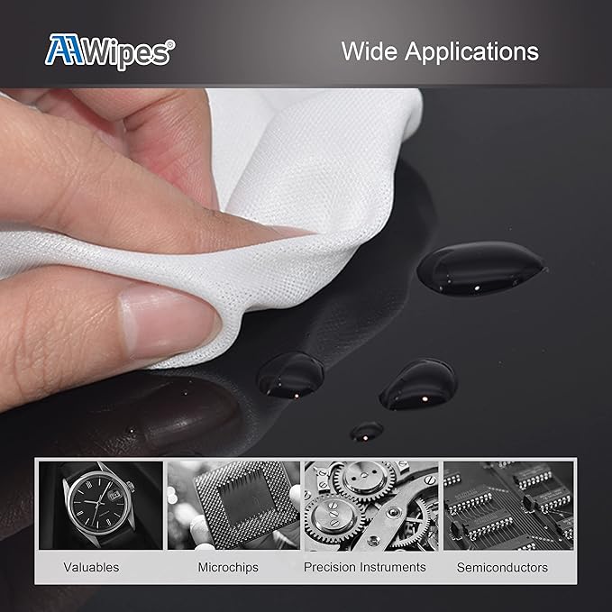 AAWipes Cleanroom Cloth Wipes 6"x6" (Bag of 150 Pcs) Double Knit 100% Polyester Wipers Lint Free Cloths with Ultra-fine Filaments, Laser Sealed Edge, Class 100 Cloths, Ultra-soft Wipes