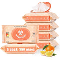 WONDERFUL Flushable Wipes, Lemon Citrus 100% Plant-Based Wet Butt Wipe for Adults & Kids, Sewer Septic Safe, Gentle for Sensitive Skin, Wipes Flushable Pack for Bathroom & Travel, 6-Pack (360 Counts)