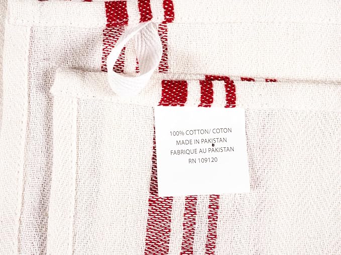KAF Home Assorted Flat Kitchen Towels |100% Cotton - 18 x 28 inches | Ultra Absorbent Soft Dish Towels | Perfect for Cooking, Cleaning, and Drying Hands (Red, 18 x 28-10 Pack)