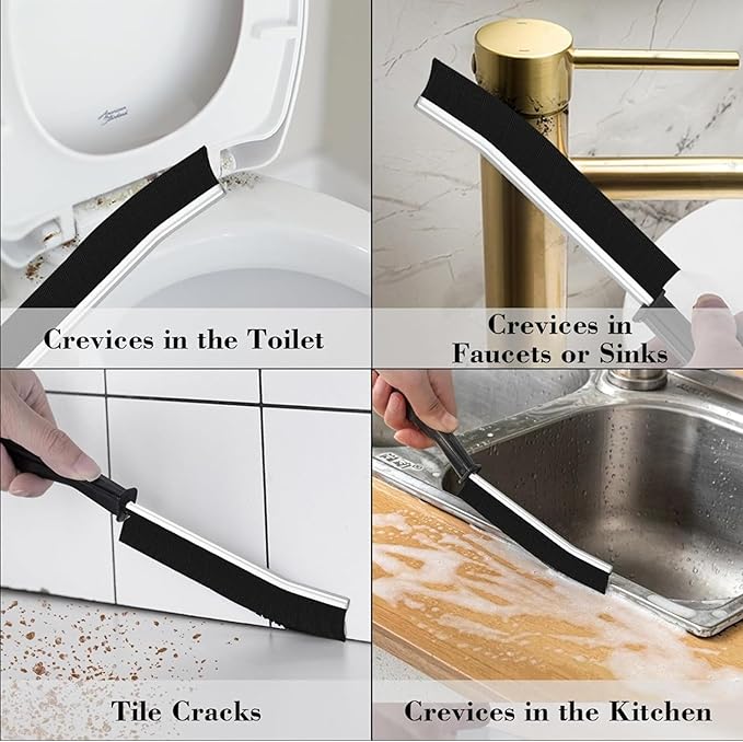 3 pcs Gap Cleaning Brush Hard Bristle Crevice Brush for Bathroom, Kitchen, Tiles, Window Groove (3 PCS Black)