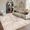 Vintage 8x10 Beige Brown Rug for Living Room, Washable Large Neutral Area Rugs for Bedroom, Dining Room, Kitchen, Distressed Low Pile Floor Carpets for Kids Nursery Classroom Farmhouse Office