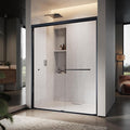 60" W x 76" H Double Sliding Frame Shower Door with 5/16" Clear Tempered Glass,Stainless Steel Roller Brackets,Waterproof Threshold Track,Easy-Cleaning Coating & Towel Bar/Knob, Matte Black