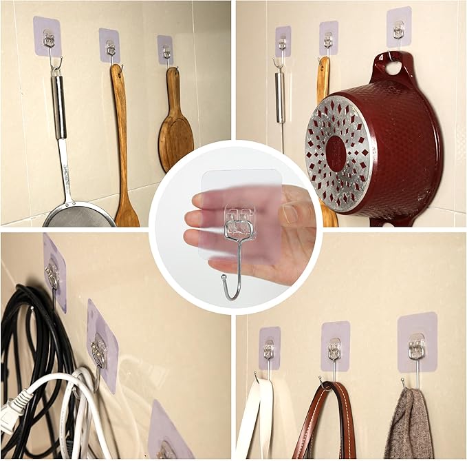 Aynoo Large Adhesive Hooks,Adhesive Towel Coat Hooks for Hanging Heavy Duty Wall Sticker,10Packs,13lb(Max)