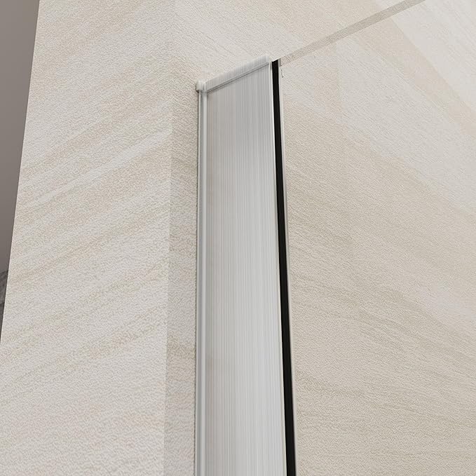 Shower Screen 36" x 76" Half Frameless Shower Wall Panel, Tempered Glass 3/8 inch, Easy to clean Coating, Fixed Glass Shower Door with Hardware (Brushed)