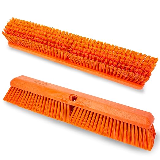 SPARTA 41890EC24 Omni Sweep Plastic Push Broom Head, Heavy Duty, Industrial Broom With Color Code System For Outdoor, Indoor, Garage, Concrete, Patio, Kitchen, Bathroom, 18 Inches, Orange