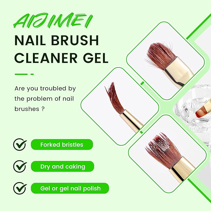 AIJIMEI Nail Brush Cleaner Gel Fast Cleaning Nail Brush Cleaner Easy To Use For Salons And Home Use Acrylic NailBrush Cleaner, 2Pcs 4FL.OZ