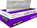 Pre-Cut Deli Aluminum Foil Sheets,100 Count - Heavy Duty 9x10' Pop Up Sheet for Burrito, Hot Dogs & Sandwiches