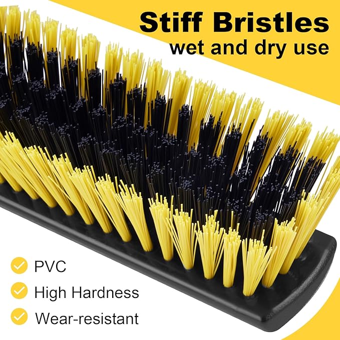 16" Push Broom for Outdoor Heavy Duty, Push Brooms with 59" Adjustable Long Handle for Sweeping Multi-Surface Floor Scrub Brush for Cleaning Outside Deck Patio Garage Driveway Warehouse Concrete