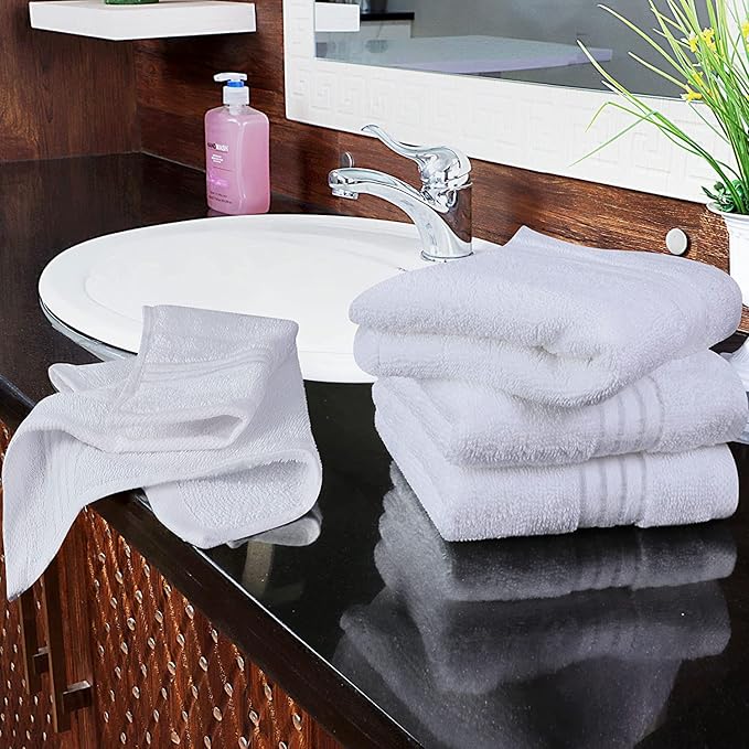 Utopia Towels Wash Cloths Set, 12 by 12 Inches, 100% Cotton Ring Spun, Highly Absorbent and Soft Feel Washcloths for Bathroom, Spa, Gym, and Face, 12 Pack White