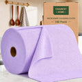 Microfiber Cleaning Cloth Roll - 100 Pack Tear Away Microfiber Paper Towels, Reusable, Washable, Scratch-Free, Kitchen Towels for Car, Home, Kitchen, Glass, Dishes (Light Purple)