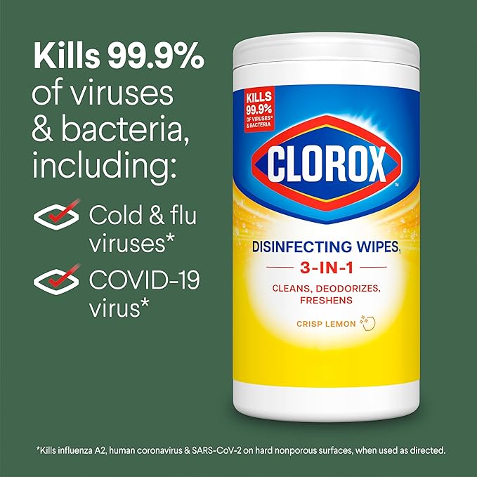 Clorox Disinfecting Cleaning Wipes, Bleach Free, Crisp Lemon, 35 Count (Pack May Vary)
