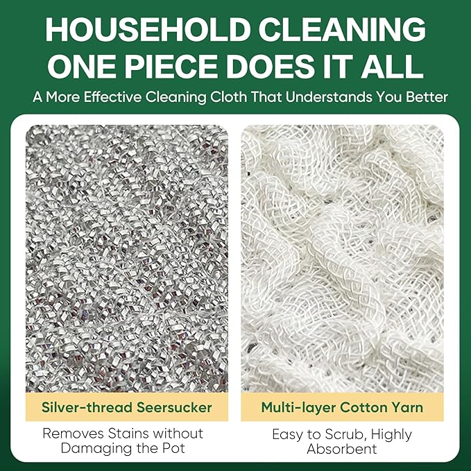 12 PCS Five-Layer Non-Scratch Multipurpose Steel Wire Dishcloths, Reusable Quick-Dry Odor-Free Scrub Cloths for Dishes, Kitchen Cleaning Cloths for Cookware, Sinks, Stove