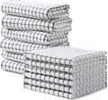 Homaxy Kitchen Towels and Dishcloths Set, 16 x 25 and 12 x 12 Inches, Set of 12 Cotton Terry Kitchen Dish Towels, Super Soft and Absorbent Dish Cloths, Grey