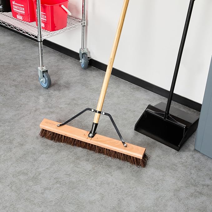 Restaurantware-BROOM HEAD ONLY: Clean Tek Professional 24-Inch Indoor Broom Head, 1 Heavy-Duty Push Cleaning Tool - Handle And Brace Sold Separately, Palmyra Bristles, Wooden, Outdoor Use