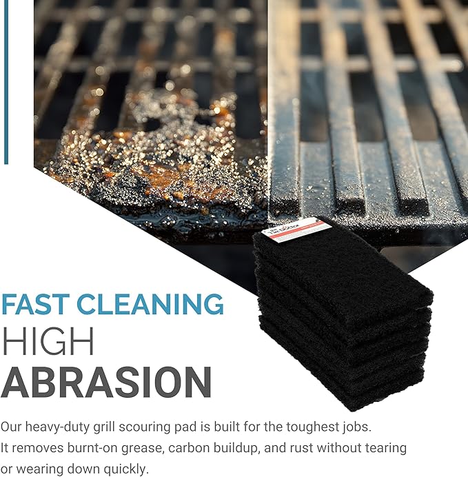 Tile Doctor High-Abrasion Extra Heavy-Duty Scrub Pads 12-Pack 7E-N556-IFSL, Gas Grill, Charcoal Grill, and Blackstone Griddle Scouring Pad, Ideal Dish Scrubber, Shower Scrubber, and Cleaning Sponge