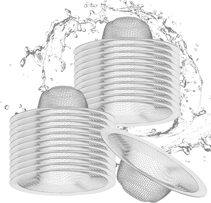 40pcs 4.5" Mesh Sink Strainer for Kitchen, Stainless Steel Mesh Sink Drain Strainer - Heavy Duty Slop Basket Filter Trap for Kitchen Sinks, Bathroom, Shower, Floor Drains