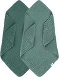 SWEET DOLPHIN Muslin Baby Bath Towels Blanket - 2 Pack 100% Cotton Towel for Babies, Infants, Toddlers - 40x40Inch - Highly Absorbent, Deep Emerald