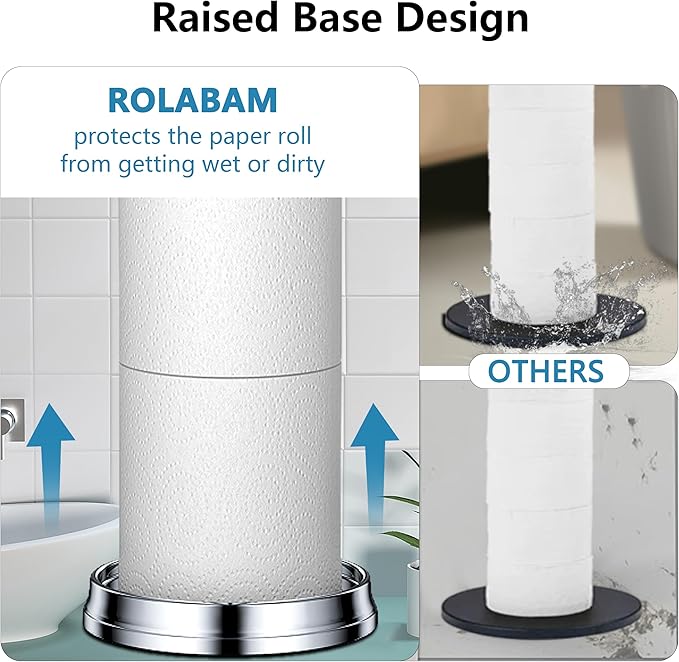 Toilet Paper Holder Stand with Reserve Function, Free Standing Toilet Paper Holder for Bathroom, Space Toilet 4 Rolls Toilet Paper Storage 22.5" Height (2 Pack, Chrome)
