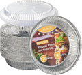 CURTA 9" Round Aluminum Foil Pans with Clear Lids | Heavy Duty | Great for Broiling, Baking, Storage, Roasting, Takeout, Air Fryer | 120 Pack
