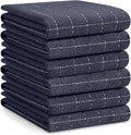 Homaxy 100% Cotton Terry Kitchen Towels(Dark Grey, 20 x 28 inches), Checkered Designed, Soft and Super Absorbent Dish Towels, Large 6 Pack