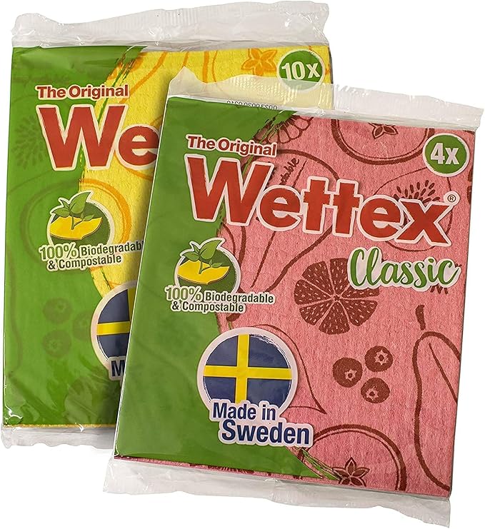 Wettex The Original 14 Pack Swedish Dishcloth for Kitchen - Eco Friendly Reusable Paper Towels - Assorted Dish Cloths for Washing Dishes