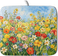 Spring Summer Floral Dish Drying Mat for Kitchen Counter 16x18 Green Yellow Blue Flower Wildflower Print Absorbent Reversible Microfiber Drying Mats Kitchen Countertop Protector Dishes Drainer Pad