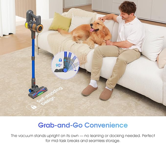 UNINELL HOME Cordless Vacuum Cleaner, 45,000Pa/450W Stick Vacuum Cleaners for Home, 60 Mins Runtime, Self-Standing, Detachable Battery, Anti-Tangle Brush, Lightweight Wireless Vacuum for Pet Hair