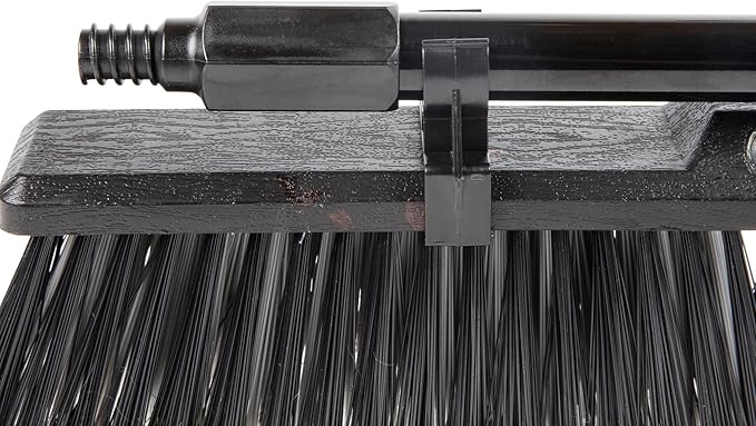 Restaurantware-Clean Tek Professional 23.62 Inch Push Broom, 1 Heavy-Duty Broom with 59â€ Handle - Medium Bristles, 2 Handle Attachment, Wooden, Commercial Use, for Deck, Garage, Yard, Patio