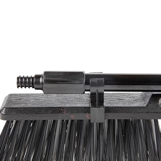 Restaurantware-Clean Tek Professional 23.62 Inch Push Broom, 1 Heavy-Duty Broom with 59â€ Handle - Fine Bristles, 2 Handle Attachment, Wooden, Commercial Use, for Deck, Garage, Yard, Patio