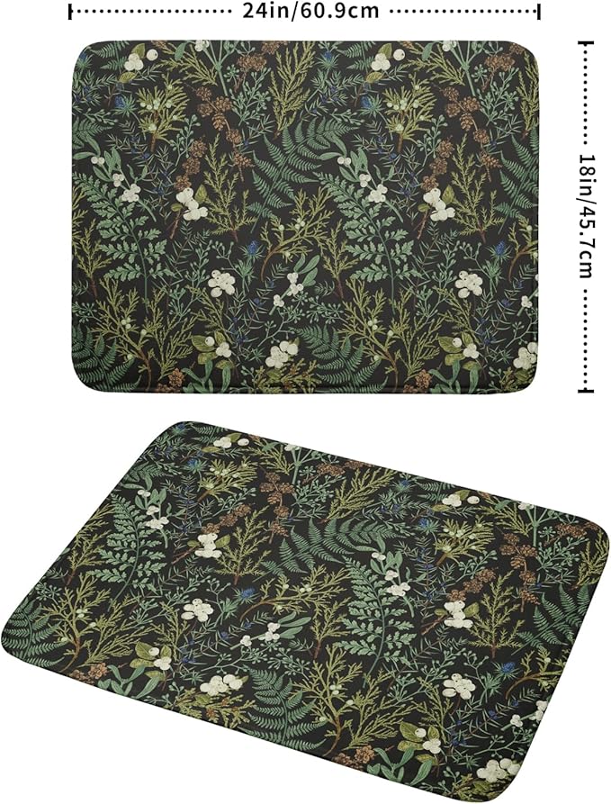 Green Plants Dish Drying Mat for Kitchen Counter Microfiber Absorbent Dish Draining Reusable Washable Foldable Extra Large 18"x24"