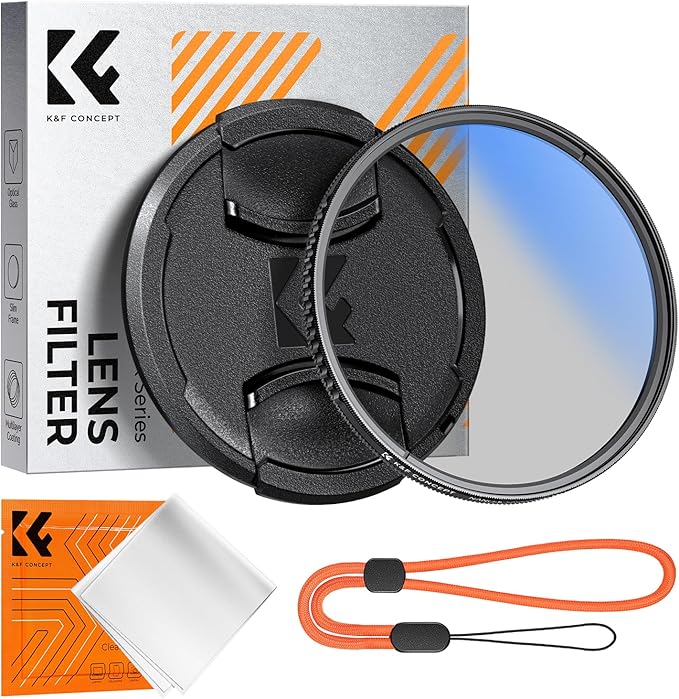 K&F CONCEPT 58mm Circular Polarizer Filter with Lens Cap Cleaning Cloth Optical Glass Ultra Slim 18 Multi-Layer Coatings Polarizing Filter for Camera Lens (K-Series)