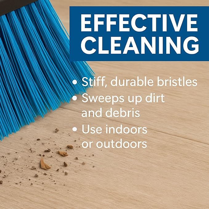 Aria Blue Broom Head – 13” Sweeping Surface – Heavy-Duty Soft Bristles with Flagged Magnetic Effect – Universal Thread – Recycled PP – Deep Indoor/Outdoor Sweeper(Blue, ARIA)