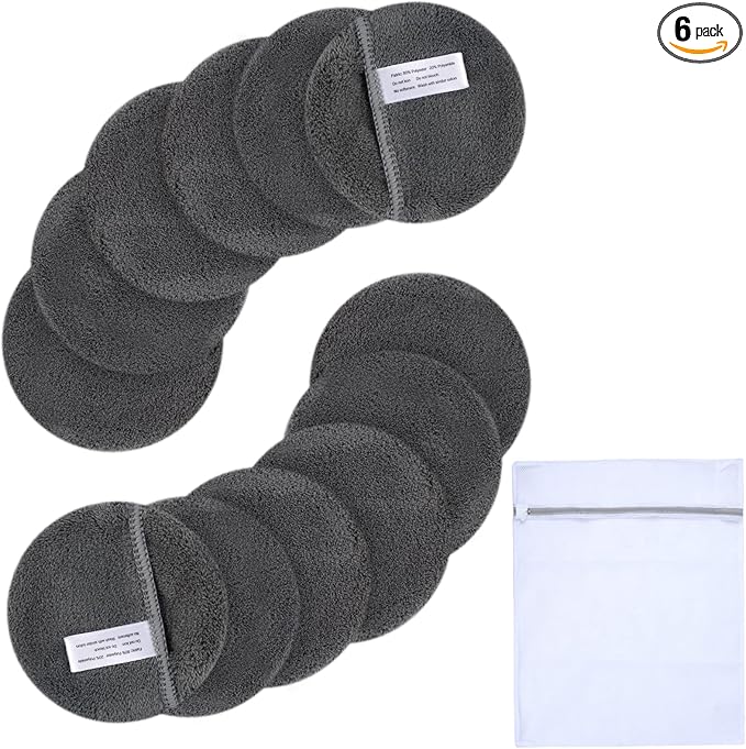 SUNLAND Reusable Makeup Remover Pads for Face,Eyes,Lips Microfiber Face Cleansing Gloves Washable Makeup Remover Cloth with Laundry Bag Rounds Pads
