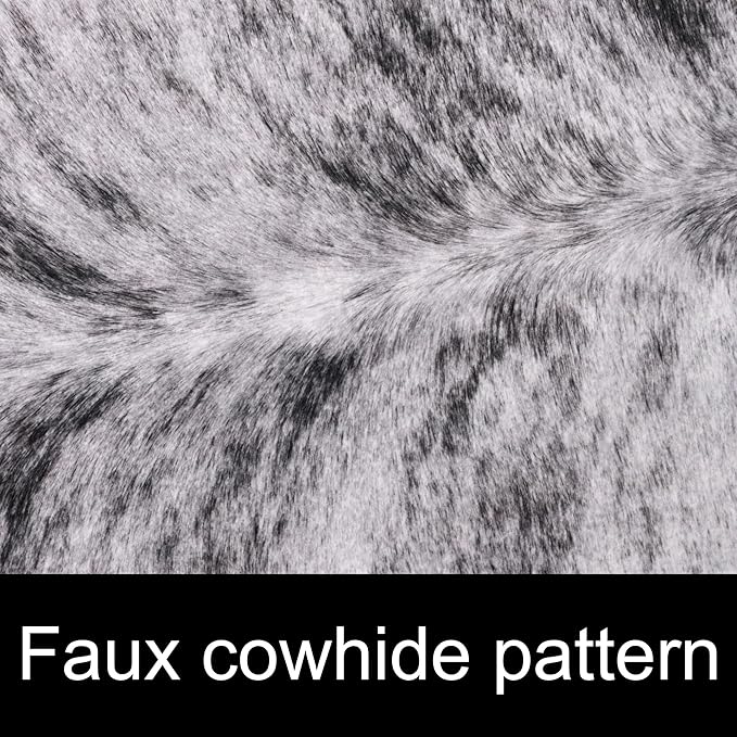 Amearea Premium Faux Cow Hide Rug, Large, Grey, 5.2x4.6 Feet, Animal Print, Rustic, Suede Backing, Non-Slip, Machine Made, Indoor, Adult, Unisex, Stain Resistant, Hand Wash Only, Bedroom, Area Rug