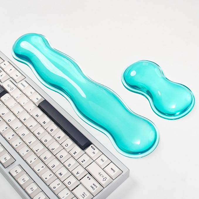 Gel Keyboard and Mouse Wrist Rest Set – Crystal Green Wrist Rest for Computer Keyboard 60%/68%/75%, Comfort & Support for Typing and Gaming