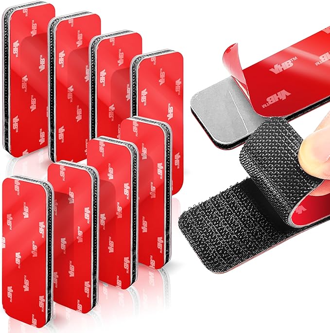 8 Sets Heavy-Duty Adhesive Hook and Loop Strips – 1.2" x 3.2" High-Bond Fastening Strips, Heat-Resistant & Waterproof, Strong Hold for Indoor/Outdoor Mounting on Wall, Glass, Tile, Metal & More