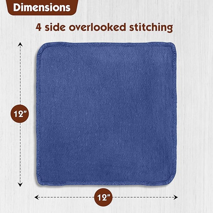 Nabob Wipers Auto Mechanic Shop Towels 25 Pack Bulk Shop Rags 100% Cotton Size 14"x14" Commercial Grade (25 Pack, Blue)