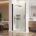 34" W x 72" H Frameless Pivot Shower Door - 1/4" Tempered Glass with Matte Black Frame, Single Swing Door for Modern Bathroom,Waterproof & Easy to Clean