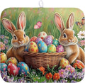 Easter Bunny Eggs Dish Drying Mat for Kitchen Counter 16x18 Inch Spring Easter Rabbit Flowers Drying Mat Microfiber Dish Drainer Rack Mats Absorbent Reversible Dishes Pad Dish Dryer Mat