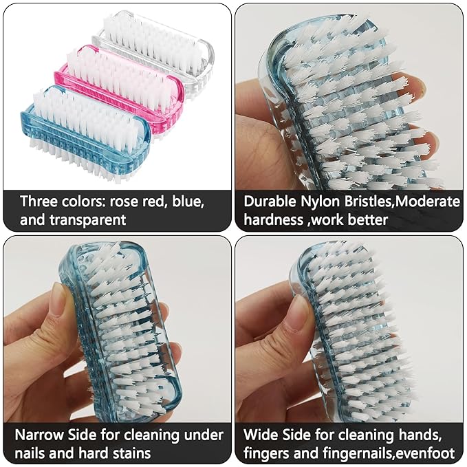 9 Pack Dual-Sided Nail Brush Set, Hand Fingernail Scrub Brushes with Soft and Stiff Bristles, Nail and Toe Cleaning Tool for Women and Men