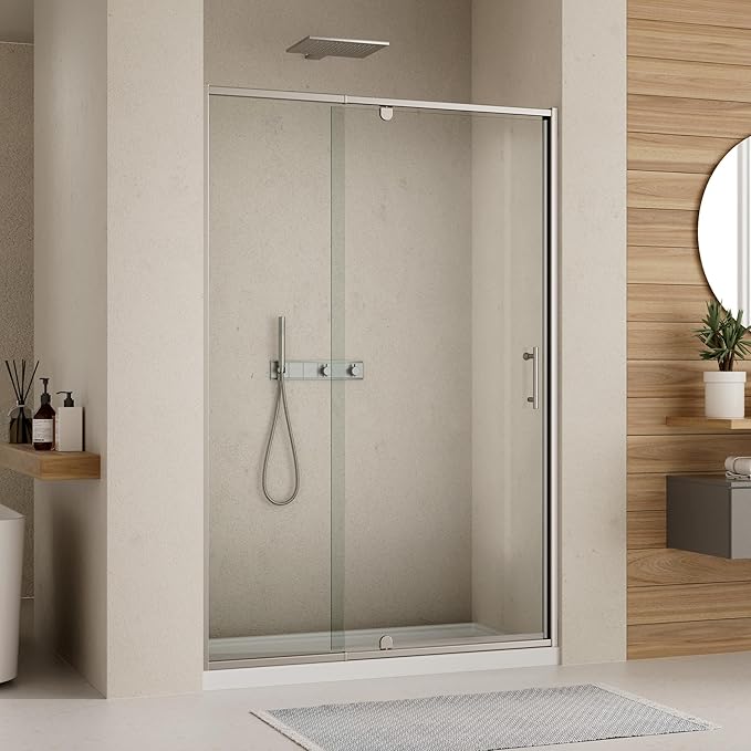 44-48" W x 71" H Pivot Swing Glass Shower Door,Pivot Frame Shower Door with 1/4"(6mm) Clear SGCC Tempered Glass, Magnetic Closing,Chrome