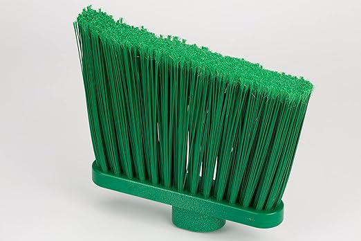 SPARTA 41083EC09 Plastic Color Coded Broom, Unflagged Bristles, Long Broom With Angled Head For Small Debris Cleaning, 56 Inches, Green, (Pack of 12)