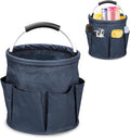 17L Cleaning Caddy, Portable Cleaning Supply Bucket, 6 Pockets Foldable Cleaning Supplies Organizer with Handle, Cleaning Caddy Bag for Cleaning Products (Navy Blue)