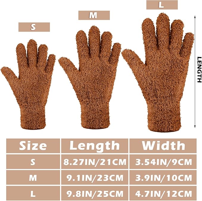 Patelai 3 Pairs Microfiber Plant Dusting Gloves Leaf Cleaning Gloves for Indoor Plants, Blinds, Furniture, House(Orange, Brown, Dark Gray,Small)