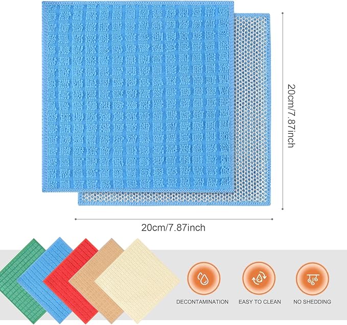 SINLAND Multipurpose Wire Dishwashing Rag Non-Scratch Cleaning Cloths, Double-Sided Mesh Metal Wire，Sinks Counters Stove Tops Easy Rinsing 7.87x7.87Inch 10 Pack