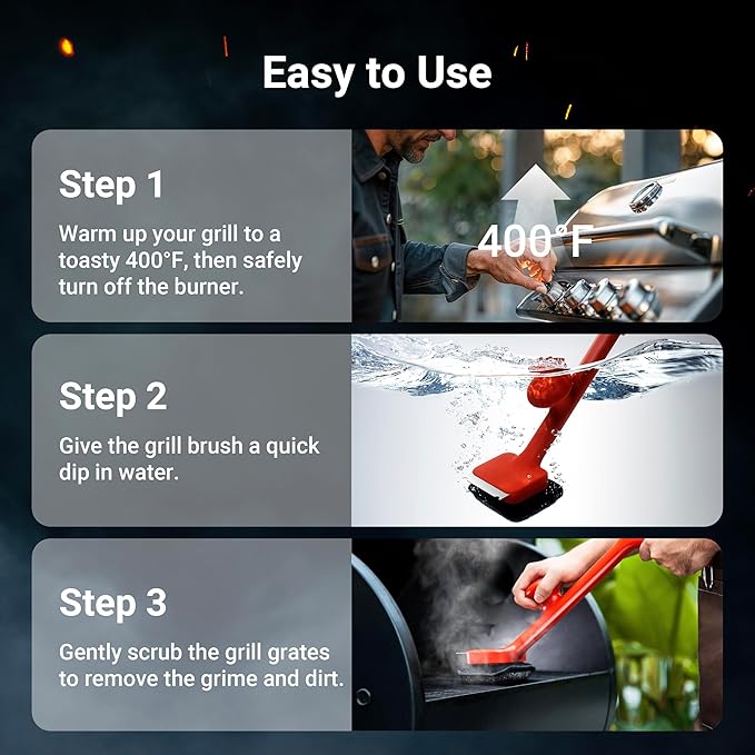 ThermoMaven BQ03 Grill Brush Replaceable Cleaning Head, Safe Bristle-Free BBQ Cleaning Tool, Barbecue Grill Cleaner, 6 Pcs Refill, Only for BQ03